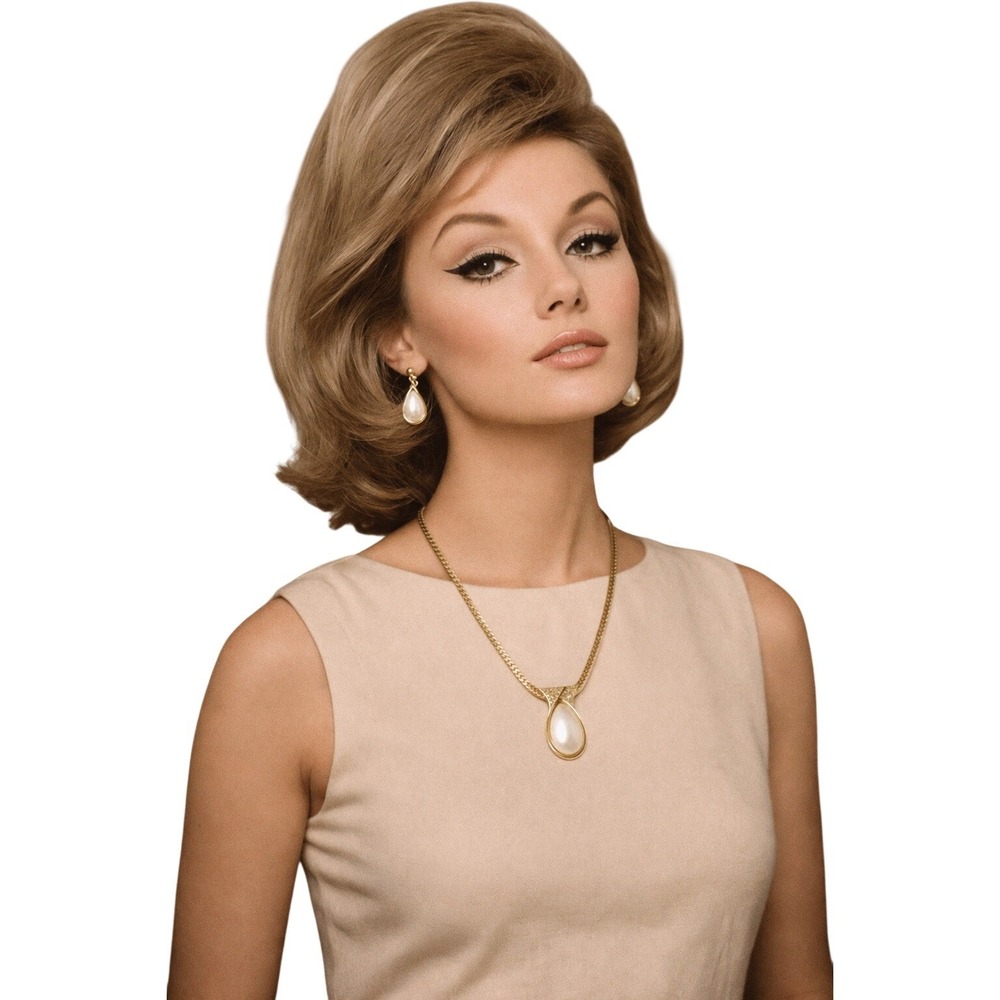 Napier Vintage Gold Tone Faux Pearl Rhinestone Necklace and Earring Set